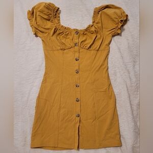 Women's Mustard Button-Down Dress